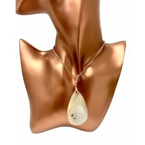 Striped Agate Pendant Necklace: Rose Gold Bail, 18-inch Chain